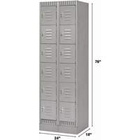 Lockers, 6 -tier, Bank of 2, 24" x 18" x 76", Steel, Grey, Knocked Down Waymarc Industries Inc