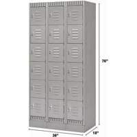 Casiers, 6 niveaux, Bloc de 3, 36" x 18" x 76", Acier, Gris, D&eacute;mont&eacute; Waymarc Industries Inc
