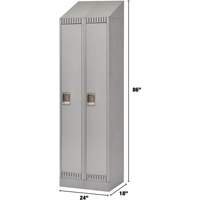 Lockers, Bank of 2, 24" x 18" x 86", Steel, Grey, Knocked Down Waymarc Industries Inc