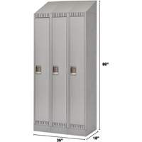Lockers, Bank of 3, 36" x 18" x 86", Steel, Grey, Knocked Down Waymarc Industries Inc