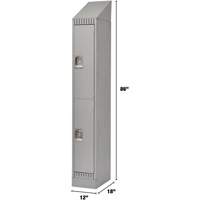 Lockers, 2 -tier, 12" x 18" x 86", Steel, Grey, Knocked Down Waymarc Industries Inc