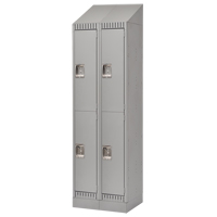 Lockers, 2 -tier, Bank of 2, 24" x 18" x 86", Steel, Grey, Knocked Down FL409 | Waymarc Industries Inc