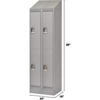 Lockers, 2 -tier, Bank of 2, 24" x 18" x 86", Steel, Grey, Knocked Down Waymarc Industries Inc