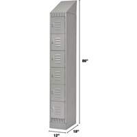 Lockers, 6 -tier, 12" x 18" x 86", Steel, Grey, Knocked Down Waymarc Industries Inc