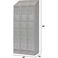 Casiers, 6 niveaux, Bloc de 3, 36" x 18" x 86", Acier, Gris, D&eacute;mont&eacute; Waymarc Industries Inc