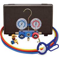 Automotive R134A 2-Way Manifold Gauge Set with 3-In-1 Side Mount Can Tap Valve Waymarc Industries Inc