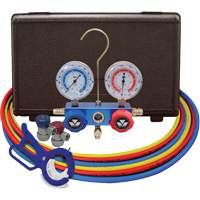 Dual Manifold Gauge Set with Manual Couplers & 3-in-1 Side Mount Can Tap Valve Waymarc Industries Inc