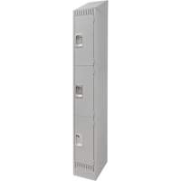 Lockers, 3 -tier, 12" x 18" x 86", Steel, Grey, Knocked Down FN670 | Waymarc Industries Inc