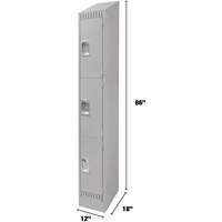 Casiers, 3 niveaux, 12" x 18" x 86", Acier, Gris, D&eacute;mont&eacute; Waymarc Industries Inc