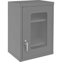 Wall-Mountable Storage Cabinet with Clearview Doors, 26-15/16" H x 18-1/8" W x 13-11/16" D, 2 Shelves, Steel, Grey Waymarc Industries Inc
