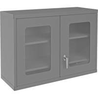 Wall-Mountable Storage Cabinet with Clearview Doors, 26-15/16" H x 35-7/8" W x 13-11/16" D, 2 Shelves, Steel, Grey Waymarc Industries Inc