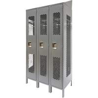 Casiers ventil&eacute;s, Bloc de 3, 36 x 18" x 88", Acier, Gris, D&eacute;mont&eacute;, Perfor&eacute; Waymarc Industries Inc