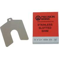 Slotted Shim Assortments, 2" L x 0.001"- 0.125" Thickness, 2" W, Stainless Steel Waymarc Industries Inc