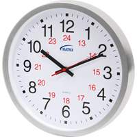 12/24 H Clock, Analog, Battery Operated, 12", Silver HT072 | Waymarc Industries Inc
