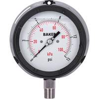 Pressure Gauge, 4-1/2" , 0 - 15 psi/0 - 100 kPa, Bottom Mount, Liquid Filled Analogue Waymarc Industries Inc