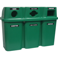 Recycling Containers Bullseye™, Curbside, Plastic, 3 x 114L/90 US Gal. JC593 | Waymarc Industries Inc