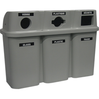 Recycling Containers Bullseye, Curbside, Plastic, 3 x 22 US Gal. Waymarc Industries Inc