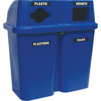 Contenants de recyclage Bullseye<sup>MC</sup>, Bord de rue, Plastique, 2 x 114L/60 gal. US JC997 | Waymarc Industries Inc