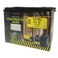 Contractor Liners, Strong, 30" W x 48" L, 3 mils, Black, 113.56 L (30 Gal.) Capacity Waymarc Industries Inc
