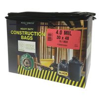 Contractor Liners, Strong, 30" W x 48" L, 4 mils, Black, 124.91 L (33 Gal.) Capacity Waymarc Industries Inc