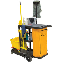 Janitor Cleaning Cart, 51" x 20" x 38", Plastic, Black JG813 | Waymarc Industries Inc