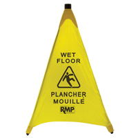 "Wet Floor" Pop-Up Safety Cone, Bilingual with Pictogram JI455 | Waymarc Industries Inc