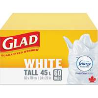 Sacs &agrave; ordures hauts 45 L avec Febreze, R&eacute;gulier, 24" la x 28" lo, Blanc Waymarc Industries Inc