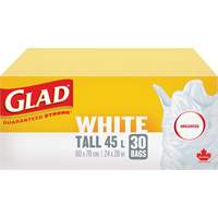 Tall 45L Unscented Garbage Bags, Regular, 24" W x 28" L, White Waymarc Industries Inc