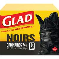 74L Garbage Bags, Regular, 26" W x 33" L, Black Waymarc Industries Inc