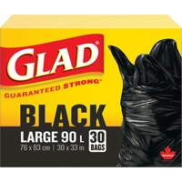 90L Garbage Bags, Regular, 30" W x 33" L, Black Waymarc Industries Inc