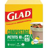 Small Compostable Bags, Regular, 17" L x 16" W, Brown, 10 L (3 Gal.) Capacity Waymarc Industries Inc