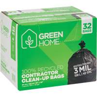 Green Home Garbage Bags, Strong, 33" W x 48" L, 3 mils, Black, 159 L (42 Gal.) Capacity Waymarc Industries Inc