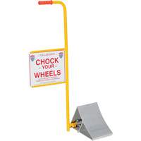 Wheel Chock with Handle & Sign, 7" W x 11-7/8" D x 7-11/16" H KI285 | Waymarc Industries Inc