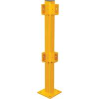 Corner Post for Light-Duty Guard Rails, Steel, 42" H, Safety Yellow Waymarc Industries Inc