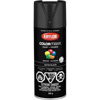 COLORmaxx Paint + Primer, Black, Semi-Flat, 12 oz., Aerosol Can Waymarc Industries Inc