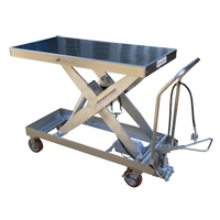 Pneumatic Hydraulic Scissor Lift Table, Stainless Steel, 47-1/2" L x 24" W, 2000 lbs. Cap. LV477 | Waymarc Industries Inc
