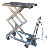 Pneumatic Hydraulic Scissor Lift Table, Stainless Steel, 32-1/2" L x 19-3/4" W, 1000 lbs. Cap. LV472 | Waymarc Industries Inc