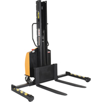 Narrow Mast Powered Lift Stacker, Electric Operated, 1500 lbs. Capacity, 118" Max Lift LV585 | Waymarc Industries Inc