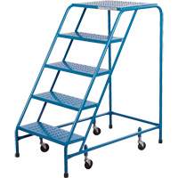 Rolling Step Ladder with Locking Step, 5 Steps, 22" Step Width, 46" Platform Height, Steel MA615 | Waymarc Industries Inc