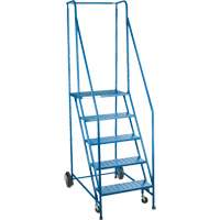 Rolling Step Ladder with Spring-Loaded Front Casters, 5 Steps, 22" Step Width, 46" Platform Height, Steel MA616 | Waymarc Industries Inc