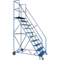 CSA-Certified Rolling Step Ladder with Locking Step, 10 Steps, 30" Step Width, 89" Platform Height, Steel Waymarc Industries Inc