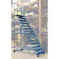 Escabeau roulant certifi&eacute; par la CSA avec pied verrouillable, 14 marches, Largeur de la marche 30", Hauteur de la plateforme 128", Acier Waymarc Industries Inc