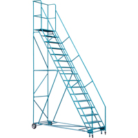 Escabeau roulant certifi&eacute; par la CSA avec pied verrouillable, 16 marches, Largeur de la marche 30", Hauteur de la plateforme 144", Acier Waymarc Industries Inc