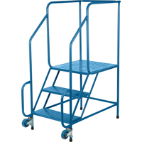 Tilt-N-Roll Ladders, Steel, 3 Steps, 22" Wide, 24" D x 27" H Top Step MD603 | Waymarc Industries Inc