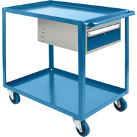 Heavy Duty Shelf Cart with Drawer, 1200 lbs. Capacity, Steel, 24" x W, 36" x H, 39" D, Rubber Wheels, All-Welded, 1 Drawers MH255 | Waymarc Industries Inc