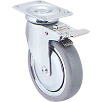 Zinc Plated Caster, Swivel with Brake, 3" (76 mm), Rubber, 150 lbs. (68 kg.) Waymarc Industries Inc