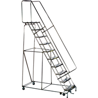 Lockstep Rolling Ladders, 5 Steps, 24" Step Width, 50" Platform Height, Stainless Steel Waymarc Industries Inc