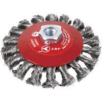 Knot Twisted Conical Bevel Brush, 6" Dia., 0.02" Fill, 5/8"-11 Arbor, Steel Waymarc Industries Inc