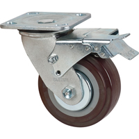 Caster, Swivel with Brake, 5" (127 mm), Polyurethane, 650 lbs. (294 kg.) Waymarc Industries Inc