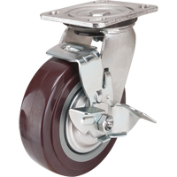 Roulette, Pivotant avec frein, 6" (152,4 mm), Polyuréthane, 850 lb (385 kg) MN449 | Waymarc Industries Inc
